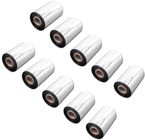vhbw 10x Thermotransfer-Band kompatibel mit TSC TTP-346M, TTP-345, TTP-346MT Drucker Etikettendrucker, Wischfest, 100 mm x 300 m, Wachs Harz Schwarz