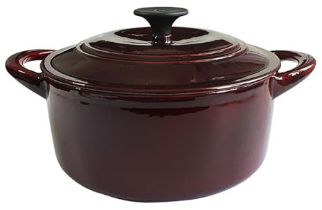 LVYUDS Emailliert Gusseisen Topf, 3.5L Binaurales Design Mikro Druck Dutch Oven Induktion Kocher Kompatibel Ein Topf für Mehrere Verwendet Geschenke für Koch-Mama