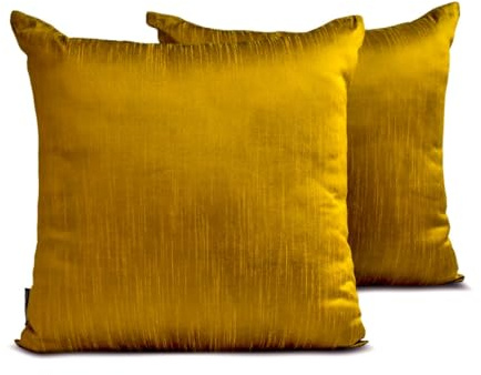 The HomeCentric Dekorativ Dunkelgold Kissen Überzüge 2 Stück 35x35 cm Seide Kissen Solide, Kissenbezug, Solide Kissen, Modern Kissen Überzüge - Dark Gold Luxury