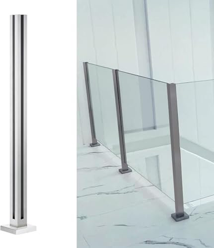 Poteau de Balustrade de Pont argenté pour Panneau de Verre/Plastique/Bois 10/12 mm, Poteau de Balustrade en Verre en Acier Inoxydable pour Balcon/escalier de Couloir/Mezzanine de Plate-Forme