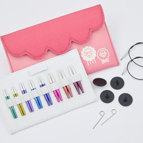 Lotus Yarns KP Zing 5,1 cm austauschbares Rundstricknadel-Set, Aluminium-Mini-IC-Nadelspitzen mit glatter Nylonschnur, ideal für Socken, Handschuhe, Ärmel und Kragen