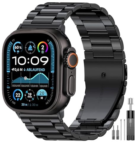 Metal Strap Compatible with Apple Watch Straps 49mm 46mm 45mm 44mm 42mm 41mm 40mm 38mm, Men Women Stainless Steel Strap with Installation Tool for iWatch Ultra/Ultra 2, SE Series 10/9/8/7/6/5/4/3/2/1