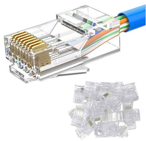 MOGOOD Connecteur RJ45 Cat6 Modulaire Non Blindé 1Gbps pour Câble Réseau | ABS. Transmission stable 1Gbps. Pour routeur, PC, switch. Pour maison, bureau, réseau. Compatible Cat5e, Cat5