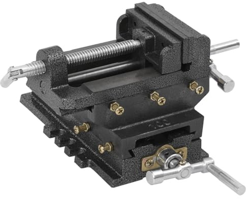 Brokky Morsa Manuale con Slitta Trasversale per Trapano a Colonna 78mm|Morsa da banco ghisa Morsa da Banco Professionale Base Girevole Morsa Banco