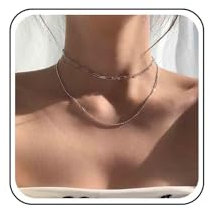 Xmsrn Vintage Layered Paperclip Chain Choker Necklace Silver Chunky Paper Chain Necklace Punk Oval Chain Necklace Thin Ball Chain Necklace Chain for Women