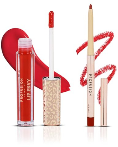 Profusion Cosmetics Lip Envy Duo - Date Night Lip Gloss & Liner Set, High-Shine Finish, Bold Colour, Vegan & Cruelty-Free Makeup