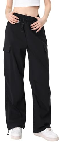 Atxnn Pantalon Cargo Femme Strech Large Pantalons de Travail à Séchage Rapide Elastique Taille Haute Multipoche Y2K Streetwear