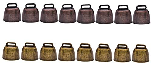 Happyyami 18stücke Teiliges Kupfer Kuhglocken in Rot Grünbronze Laute Handwerkliche Weideglocken Für Rinder Schafe Pferde Vielseitig Als Haustier Gartendekoration Nutzbar