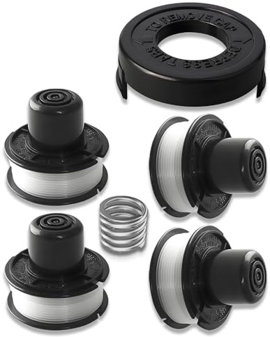4 Trimmer Spool Lines 1 Spool Cover Cap 1 Spring Compatible with Black & Decker A6226-XJ GL250/GL310/GL360, 1.6mm × 6m Durable Spool Wire Replacement