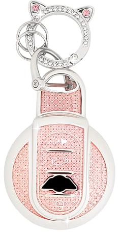 ZVRSUA Autoschlüssel Hülle Passt für BMW Mini Cooper Schlüssel,Schlüsselcover mit Diamant Schlüsselanhänger Kompatibel mit BMW Mini Cooper S D SD One F54 F55 F56 F57 F60,Smart Key (Rosa)
