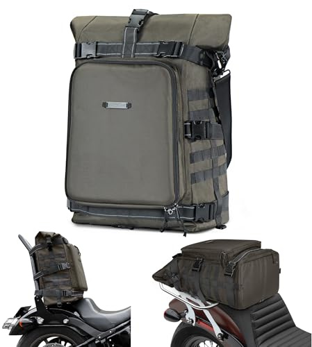 T-TitanTrail Motorcycle Sissy Bar Bag Tail Backrest Luggage Bag 51L Backpack Duffle Gear for Touring Camping Trip Travel Outdoor