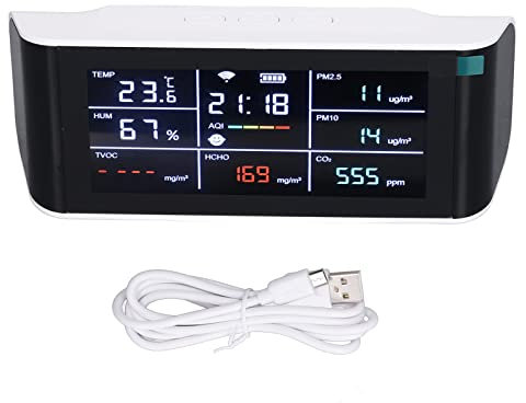 9-in-1 Air Quality Monitor, Portable CO2 Detector with PM2.5/VOC/Temperature/Humidity Sensors, WiFi App Connectivity, 2000mAh Battery - Real-Time Indoor Air Quality Tester for