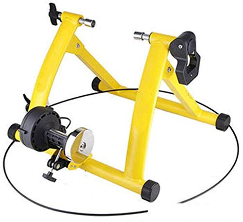 Fahrradtrainer, Fahrrad-Roller, Rollentrainer, Rennrad, Indoor-Heimtrainer, Heimtraining, 6-Gang-Fahrradtrainer mit magnetischem Widerstand(Yellow)