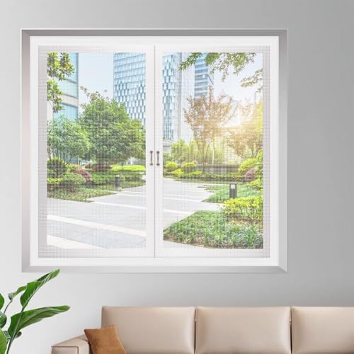 Toile anti-moustique 105x180cm Blanc Moustiquaire Fenêtre Sans PerçagePas de perçage ni de vissage Adaptée aux Fenêtres de Toit et Chambres
