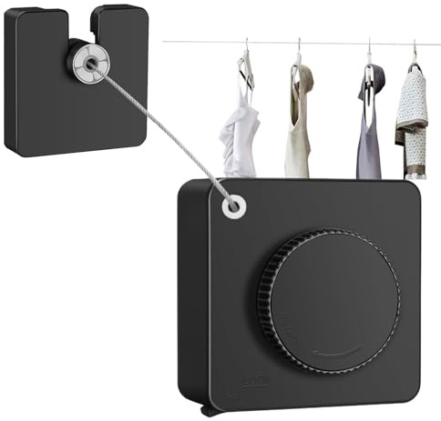 Cuerda Retráctil Para Tender Ropa Interior - Cuerda Extensible Ajustable Para Secar Ropa | Cuerda De Acero Inoxidable Compacta De 4.8m Para Apartamentos Pequeños, Patios, Balcones y Baños - Práctico P