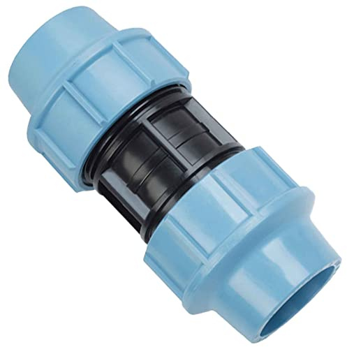 MegaHaustechnik PP Fitting Klemmverbinder Kupplung für 50mm PE Rohr Außendurchmesser Trinkwasser PN16 Doppelmuffe Verschraubung blau