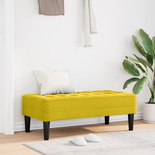 Teenpull Samt Bank Gelb, 113x57x39 cm, Polsterbank für Esszimmer, Wohnzimmer, Flur, Modernes Design, Einfache Montage