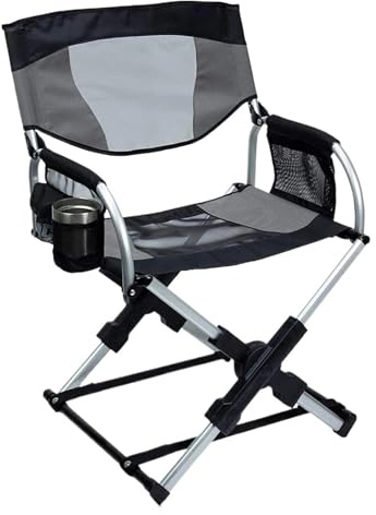 GSCLZ Bärbar vikbar regissörsstol metall 5,34 kg för camping, fiske, trädgård, strand(grå)