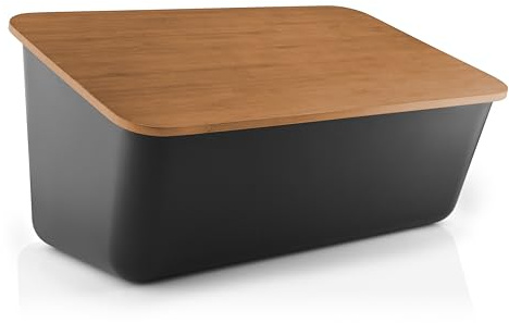 EVA SOLO | Nordic Kitchen Brotkasten Black | Der Deckel fungiert als Schneidebrett mit Rillen, die die Krümel auffangen | Black