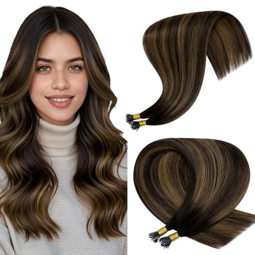 Hetto Extensiones Pelo Natural Nano Ring Balayage Marrón 55cm 50g 50s | Cabello humano, integración visual sutil, sujeción segura, sin adhesivos, fácil de aplicar, liso y manejable, se puede peinar