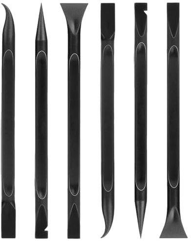 Carbon Fiber Plastic Scraper Tool, 6 Pcs Non-Scratch Super Scraper Crevice Pen-Shaped Scraper for Tight Spaces Car Detailing Kitchen Food Paint Cleaning Stickers Labels Dirt Removal Supplies(Black)