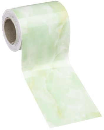 sourcing map Wood Grain Wallpaper Border 8cm x 5 Meters PVC Self-Adhesive Textured Frame Sticker Waterproof Wall Decorative Wallpaper for Floor Door Table Cabinets Desk, Agate Green