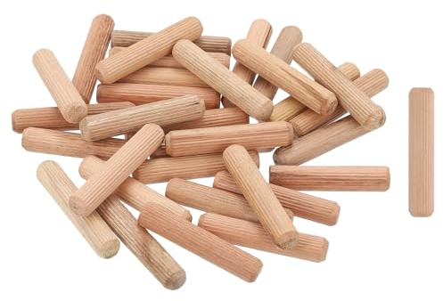 QUARKZMAN 100 Piezas De Clavijas De Madera De 1/2x2-3/8 (10mmx60mm), Clavijas De Madera Con Estrías Y Extremos Biselados, Tacos De Madera Dura Para Muebles Y Manualidades DIY