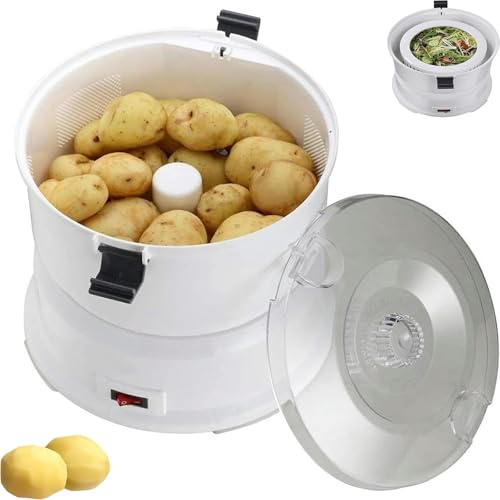 Pelador de patatas eléctrico, pelador de verduras de acero inoxidable de 85 W con capacidad de 1 kg, bloqueo de seguridad giratorio, pelado fácil para cocina y uso comercial
