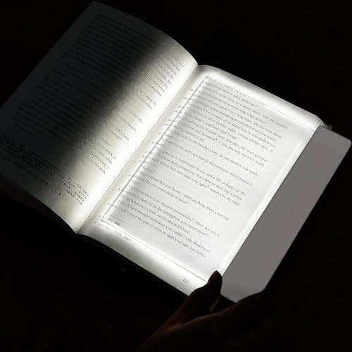 LED Flat Book Light, Reading Lights for Books in Bed Battery Powered Flat Led Book Lamp Eye Protection Book Night Light for Night Reading (White)