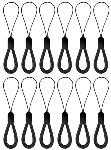 Mabor Set med 12 nylonremsor i svart - För USB-nycklar, mobiltelefoner, kameror, nycklar (12,5 cm)