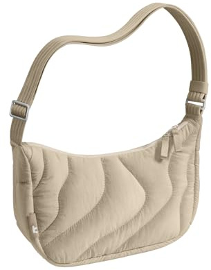 tomtoc 3,5 L puffer sling crossbody-väska för trendiga kvinnor, nylonquiltad halvmåneformad axelväska för mobiltelefon och dagliga nödvändigheter, puffig resehobo-handväska med justerbar rem och