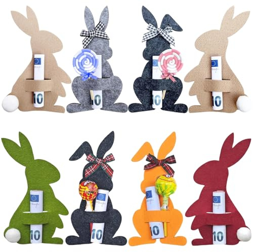 VgxRolq Geldgeschenk Ostern Verpackung, Osterhasen Filzdekorationen Geldgeschenk Verpackung für Ostern Geschenk, Lustige Osterdekoration zum Verschenken für Geld, Erwachsene/Kind