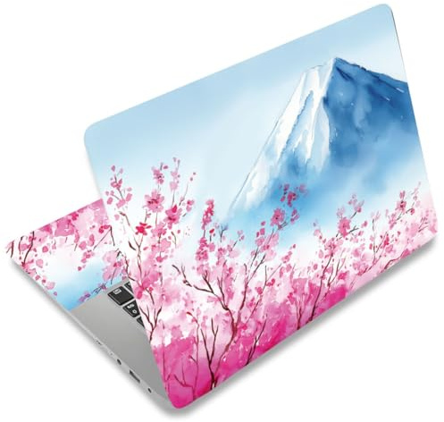 SUPERDANT 3 Stück Laptop Skin 38x27cm Schneeberg Blumen Laptop Aufkleber Abdeckung Dekal Kratzfest Wasserdicht PVC Folie Zum Zuschneiden Für 12 15.6 Zoll Notebook Personalisierter Schutz