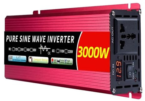 Transformateur Tension Onduleur Sinusoïdal Portable 1000 W-5000 W 12 V À 220 V CC-CA Convertisseur D'énergie Solaire pour Voiture Onduleur Haute Fréquence Inverter(24V Uni,220V 50HZ,3000W)