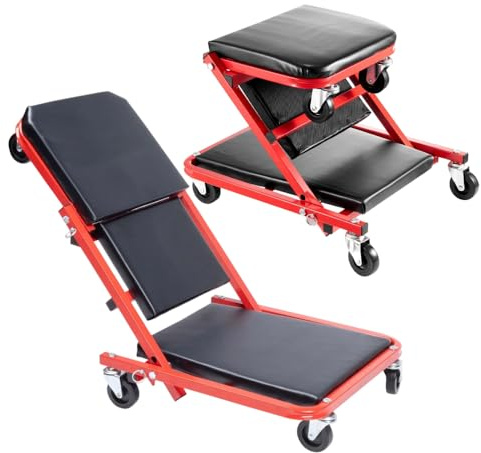 sports flyfree 2-in-1 Montagerollbrett, klappbares Werkstatt-Liegewagen mit 6 Lenkrollen, 150kg belastbar, gepolstert, für Autoreparatur, Garage & Werkstatt, ideal für Mechaniker & Heimwerker