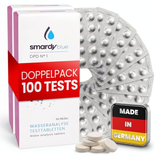 smardy 100 Photometer Testtabletten DPD1, Analyse des freien Chlorgehalts | Reagenztabletten für elektronische Pooltester, misst freies Chlor in Pool und Whirlpool, exakte Wasseranalyse