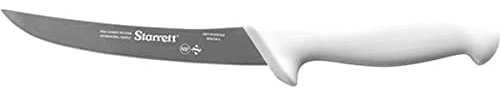 Starrett Cuchillo profesional de acero inoxidable para deshuesar de cocina, perfil curvado estrecho, 150 mm, mango blanco
