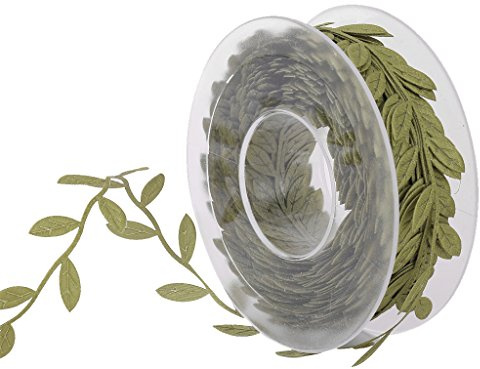Sharplace 15m Blätter Band Silberband Blattband aus Polyester Zierband Spitzen für schneidern Deko Scrapbooking, Grün