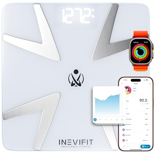 INEVIFIT SMART Body Fat Scale, Highly Accurate Bluetooth Digital Bathroom Body Composition Analyzer, Measures Weight, Body Fat, Water, Muscle, BMI, Visceral Fat & Bone Mass for Unlimited Users
