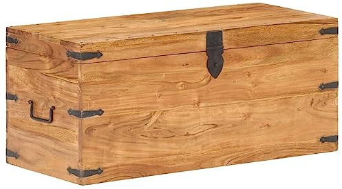 vidaXL Akazienholz Massiv Truhe Truhenbank Sitztruhe Bank Flurbank Sitzbank Holztruhe Aufbewahrungsbox Holzkiste Schatztruhe 90x40x40cm