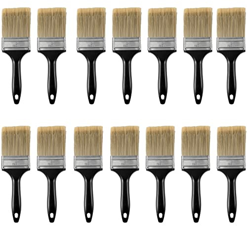 ZEONHEI 14 Stück Flachpinsel 76mm Breit, 24,5cm Lang Malerpinsel Set, Lasur Pinsel Set mit Kunststoffgriff, Lackierpinsel für Präzise Malerarbeiten