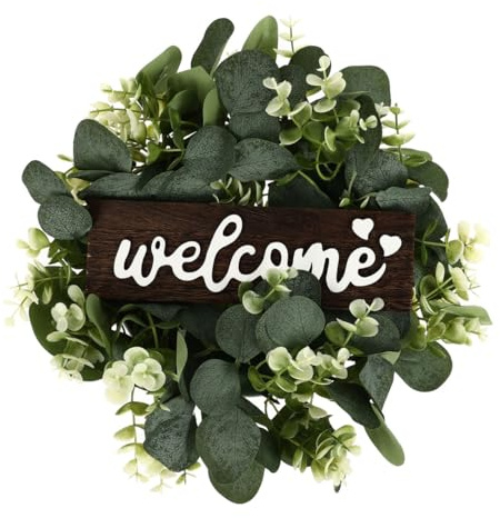 VALICLUD Tür Hängender Kranz Eukalyptus Kranz Türkranz Ganzjährig Wanddekoration Emulation Plant Garland Für Haustür Fenster Party 33.00 X 33.00 X 6.00 cm 1 X