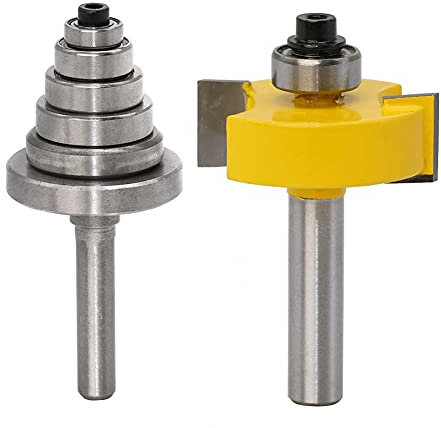 6mm Shank Rabbet Router Bit Set, mit 6 austauschbaren und einstellbaren Lager Rabbeting Bit