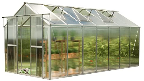 GFP Serre Saphir 7 Cadre Aluminium 259x449 cm Plaques Double paroi 8 mm indéformables & résistantes aux intempéries