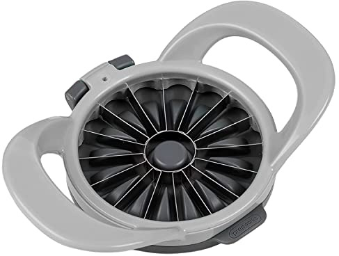 PrepWorks by Progressive Dishwasher Safe 16-Slice Thin Apple Slicer and Corer with Attached Safety Cover (Grey)