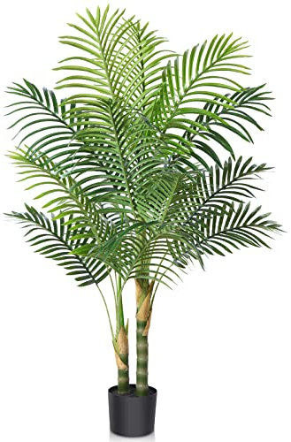 Kazeila Plantas Artificiales Decoracion 120cm Palmera Artificial Grandes Interior y Exterior Decoracion Casa Moderno Salon Oficina(1 Pack)