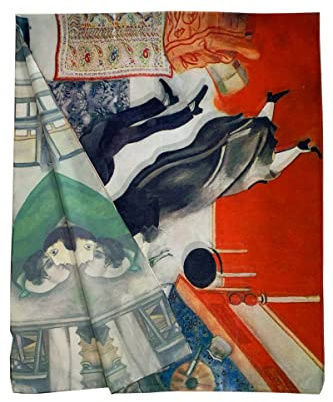 GFM® Seidenmischung Malkunst basierter Schal (VSLK-Chagall - The Birthday)