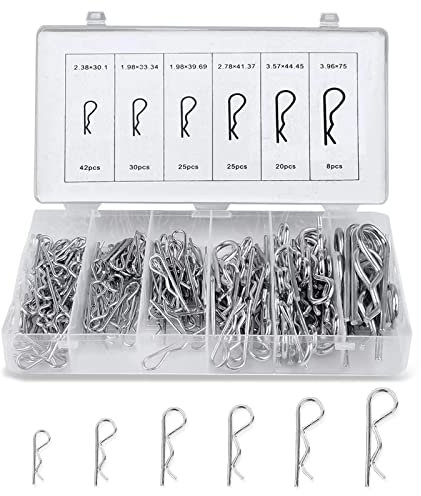 Boatsea Splint-Sortiment-Set, 150 Stück, 6 Größen, Haarnadeln, R-Clips, Sortimentskit, verzinkter Federstahl-Haarnadeln, R-Clips, Haarnadeln für den Einsatz auf Kupplungsstift-System