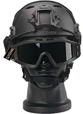 QJYZHAN PJ Tactical Fast Helm Und Airsoft-Brille Taktische Schutzbrille Anti-Fog-Brille 3 Farben Fr Paintball CS-Spielset
