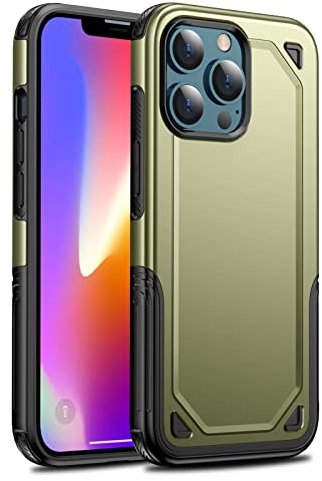 XD Designs Schutzhülle für iPhone 13/13 Pro/13 Pro Max, strapazierfähig, militärisch, robust, stoßfest, staubdicht, harter Polycarbonat, robust, langlebig, Grün, 33 cm (13 Zoll)